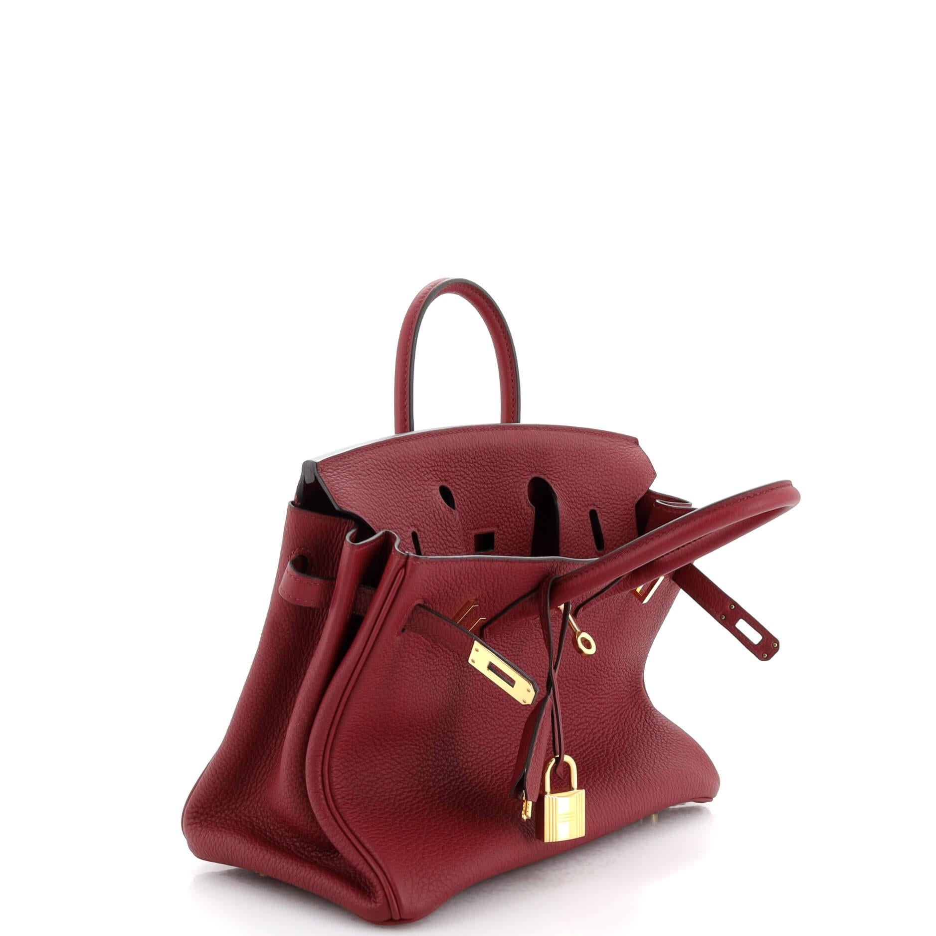 Hermes Birkin Handbag Rouge Grenat Togo with Gold Hardware 25 For Sale 5