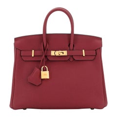 Hermes Birkin Handbag Rouge Grenat Togo with Gold Hardware 25
