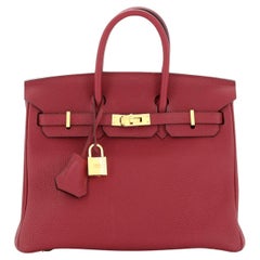 Hermes Birkin Sac à main Rouge Grenat Togo avec quincaillerie dorée 25