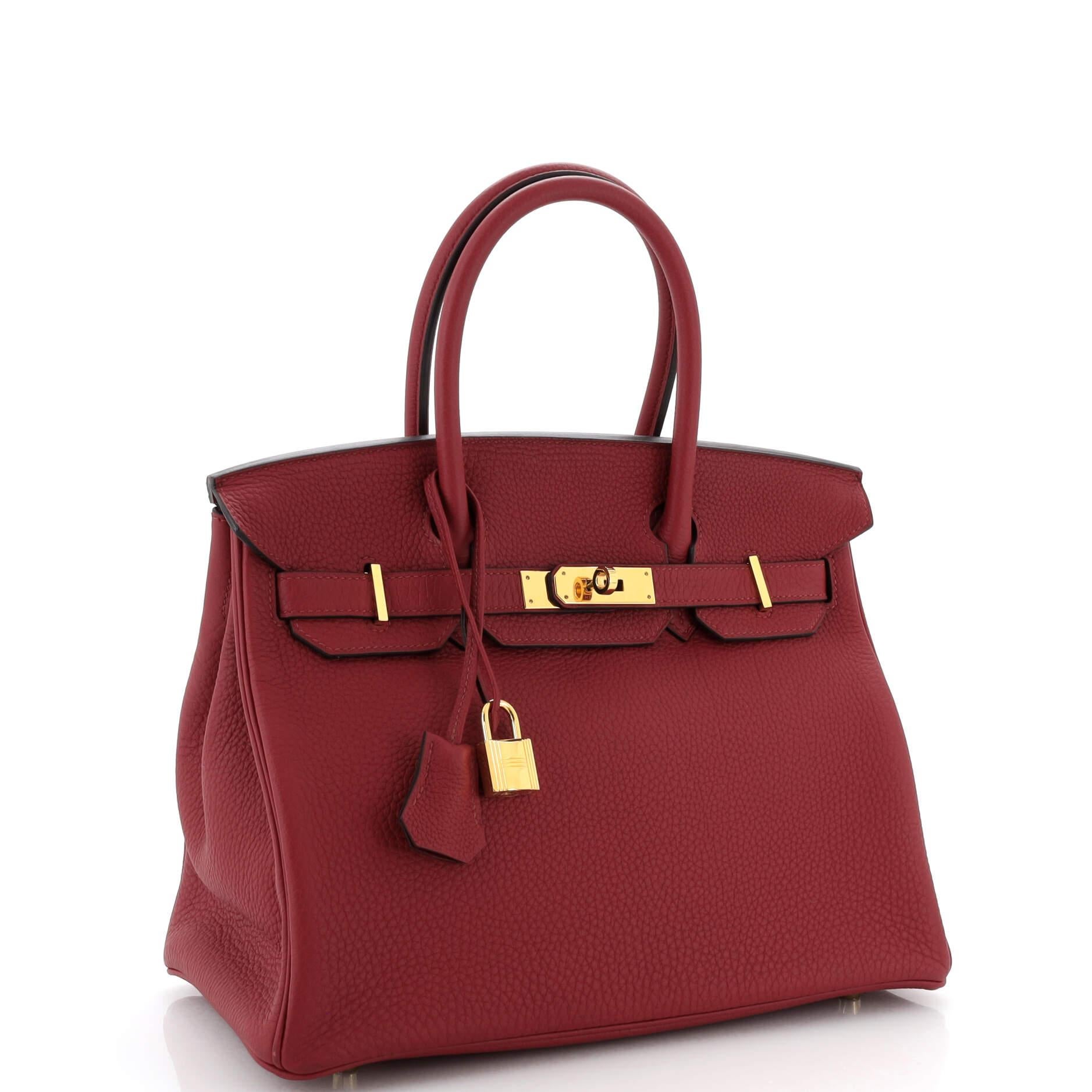 Hermes Birkin Handbag Rouge Grenat Togo with Gold Hardware 30 In Good Condition In NY, NY