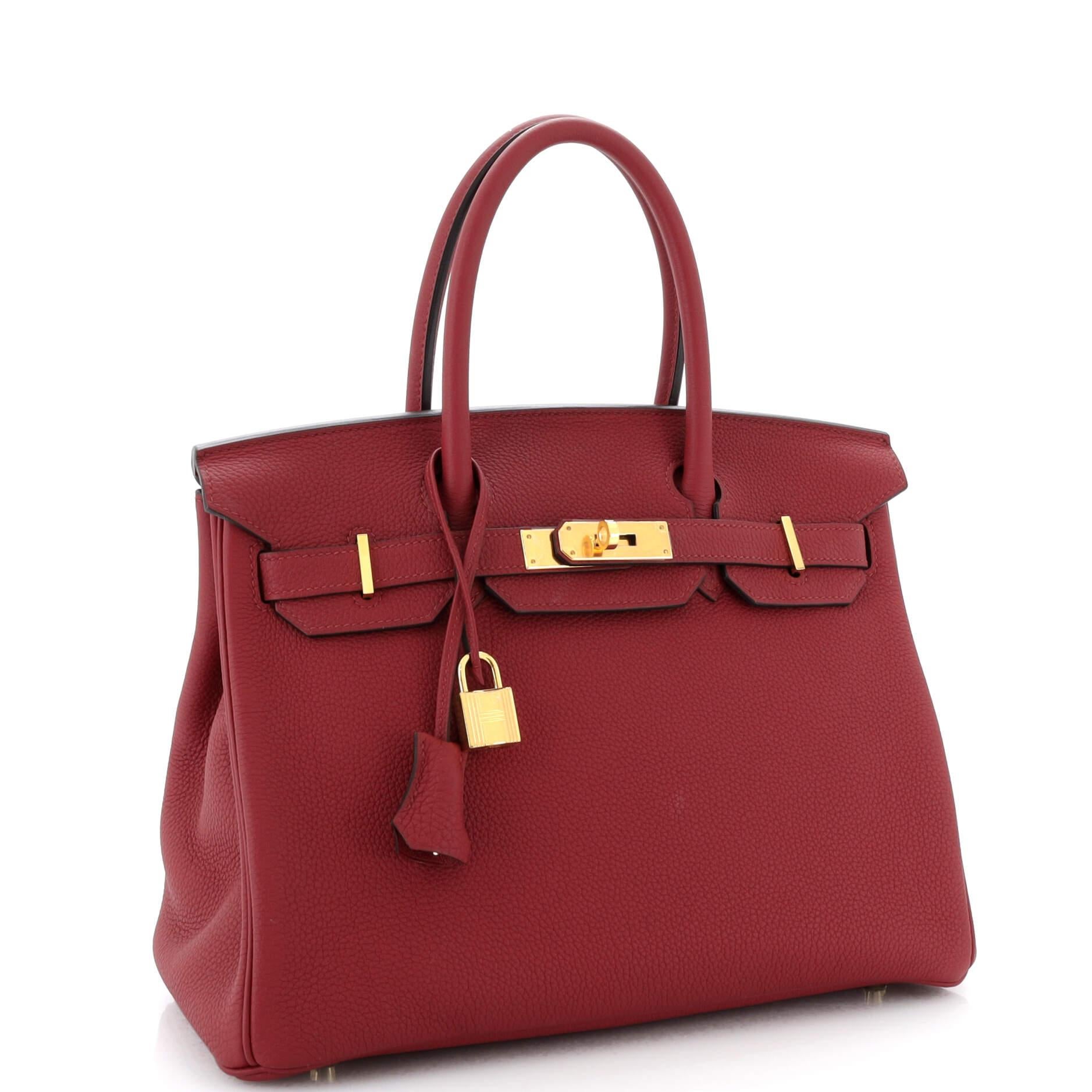 Hermes Birkin Handbag Rouge Grenat Togo with Gold Hardware 30 In Good Condition In NY, NY