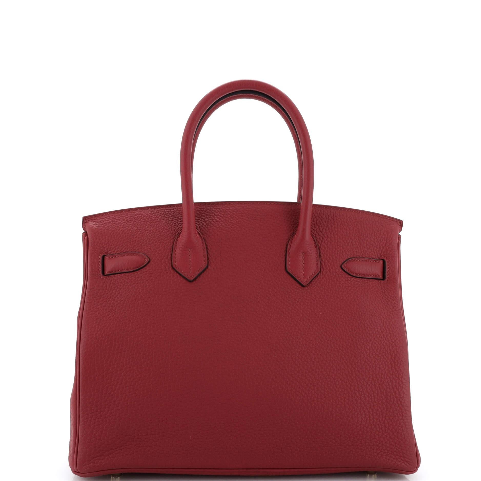 Women's or Men's Hermes Birkin Handbag Rouge Grenat Togo with Gold Hardware 30
