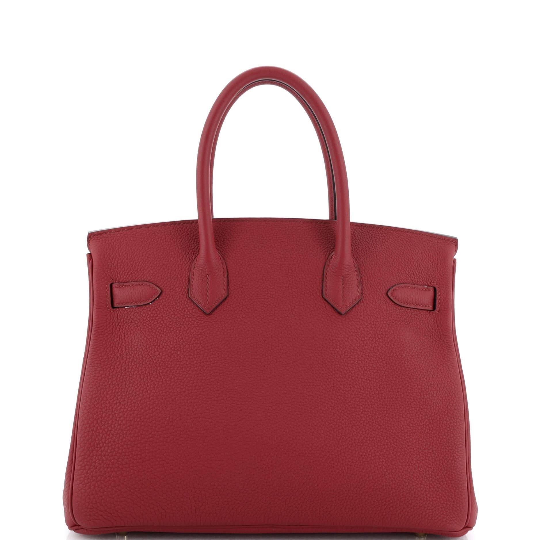Women's Hermes Birkin Handbag Rouge Grenat Togo with Gold Hardware 30