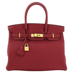 Hermes Birkin Handbag Rouge Grenat Togo with Gold Hardware 30