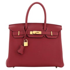 Hermes Birkin Handbag Rouge Grenat Togo with Gold Hardware 30