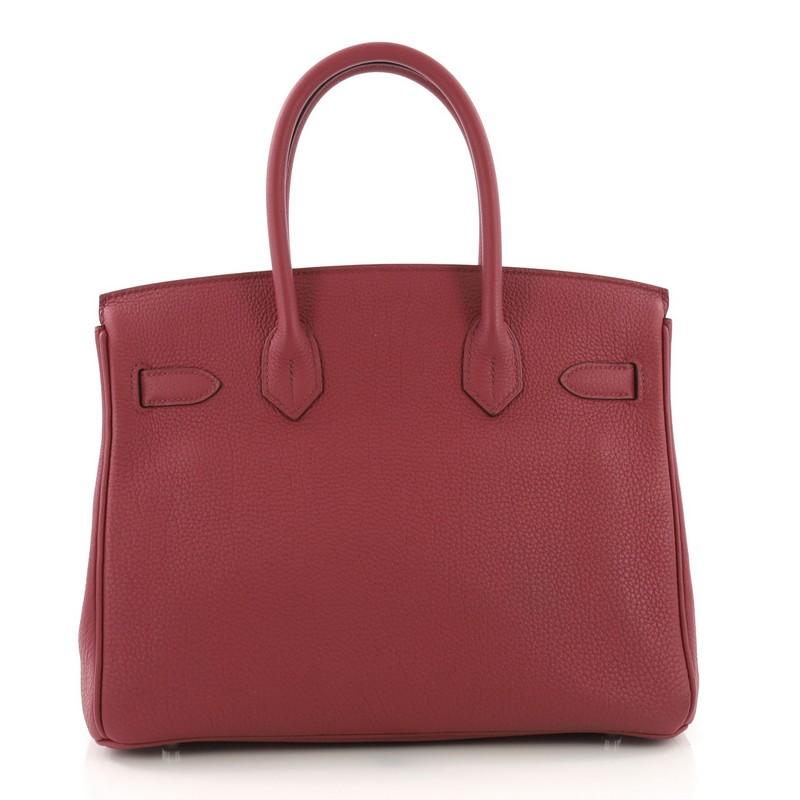 Hermes Birkin Handbag Rouge Grenat Togo with Palladium Hardware 30 In Good Condition In NY, NY