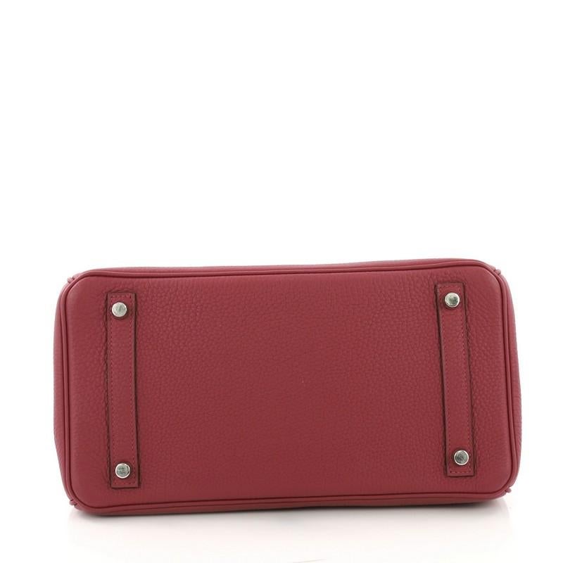 Women's Hermes Birkin Handbag Rouge Grenat Togo with Palladium Hardware 30