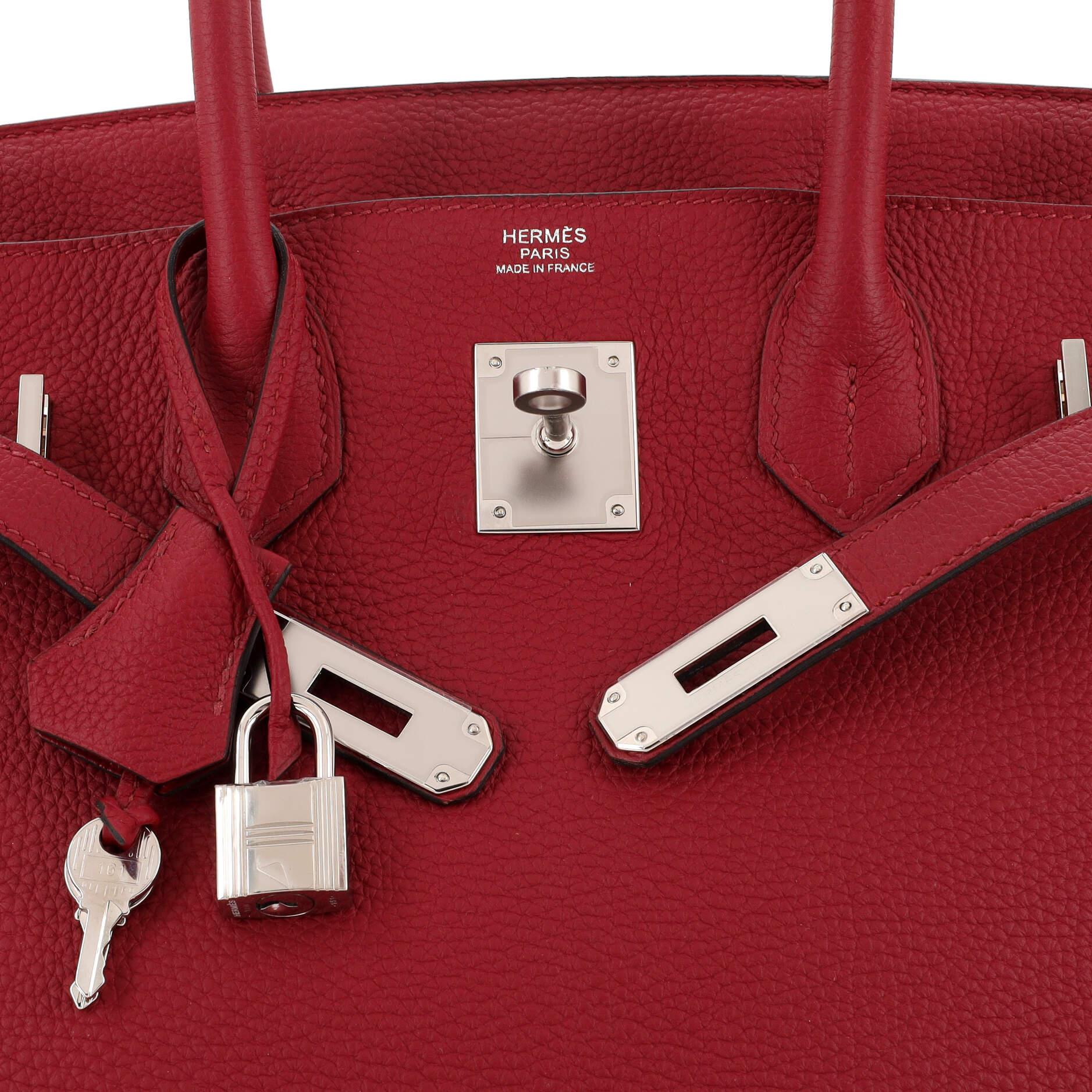 Hermes Birkin Handbag Rouge Grenat Togo with Palladium Hardware 30 3