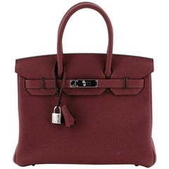Hermes  Birkin Handbag Rouge Grenat Togo with Palladium Hardware 30