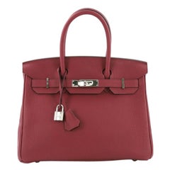 Hermes Birkin Handbag Rouge Grenat Togo with Palladium Hardware 30