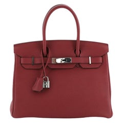 Hermes Birkin Handbag Rouge Grenat Togo with Palladium Hardware 30