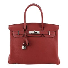 Hermes Birkin Handbag Rouge Grenat Togo With Palladium Hardware 30 