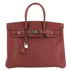 Hermes Birkin Handbag Rouge H Buffalo Skipper with Gold Hardware 35