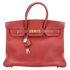 Hermes Birkin Handbag Rouge H Buffalo Skipper with Gold Hardware 35