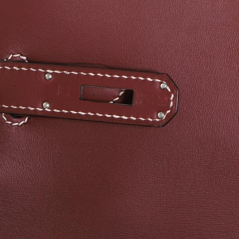 Hermes Birkin Handbag Rouge H Chamonix with Palladium Hardware 35 5