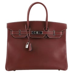 Hermes Birkin Handbag Rouge H Chamonix with Palladium Hardware 35