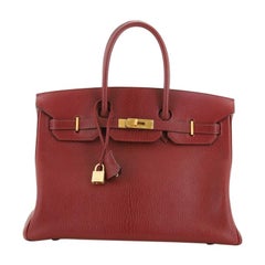 Hermes Birkin Handbag Rouge H Chevre de Coromandel with Brushed Gold Hardware 35