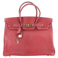 Hermes Birkin Handbag Rouge H Chevre de Coromandel with Gold Hardware 35