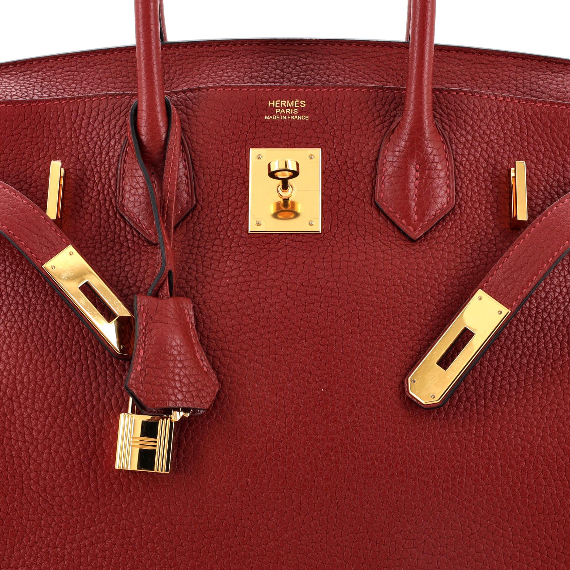 Hermes Birkin Handbag Rouge H Clemence with Gold Hardware 30 3
