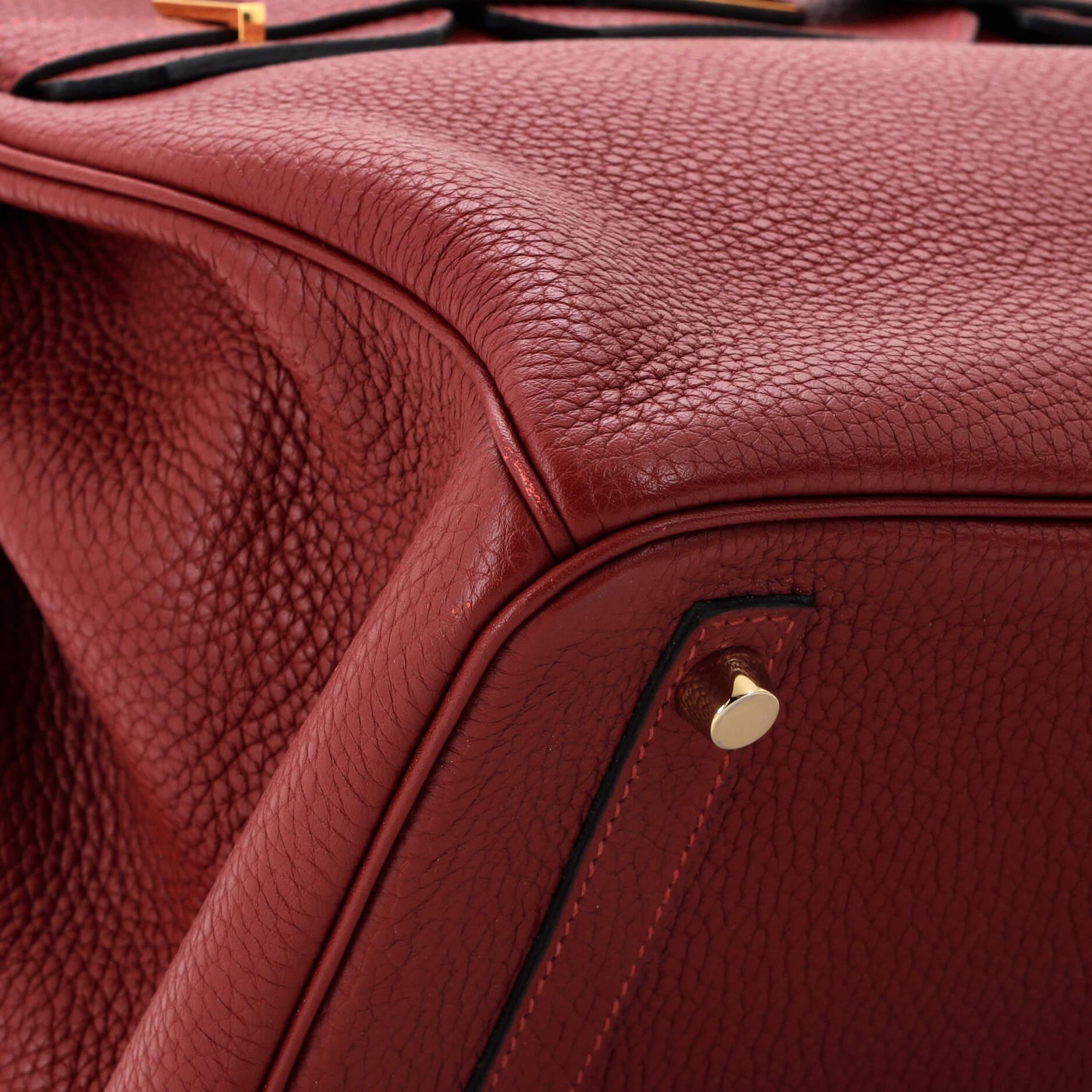 Hermes Birkin Handbag Rouge H Clemence with Gold Hardware 30 4