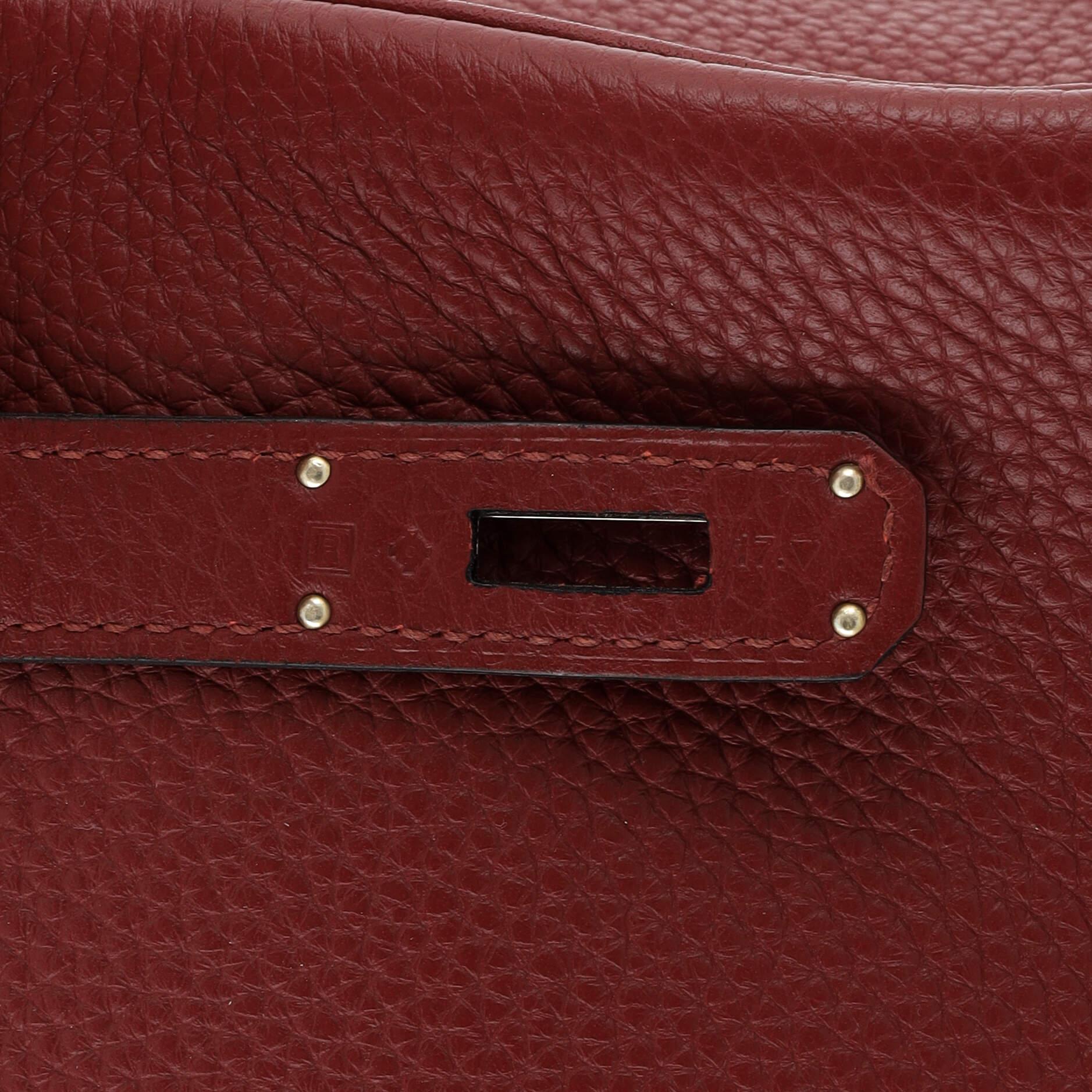 Hermes Birkin Handbag Rouge H Clemence with Palladium Hardware 30 7