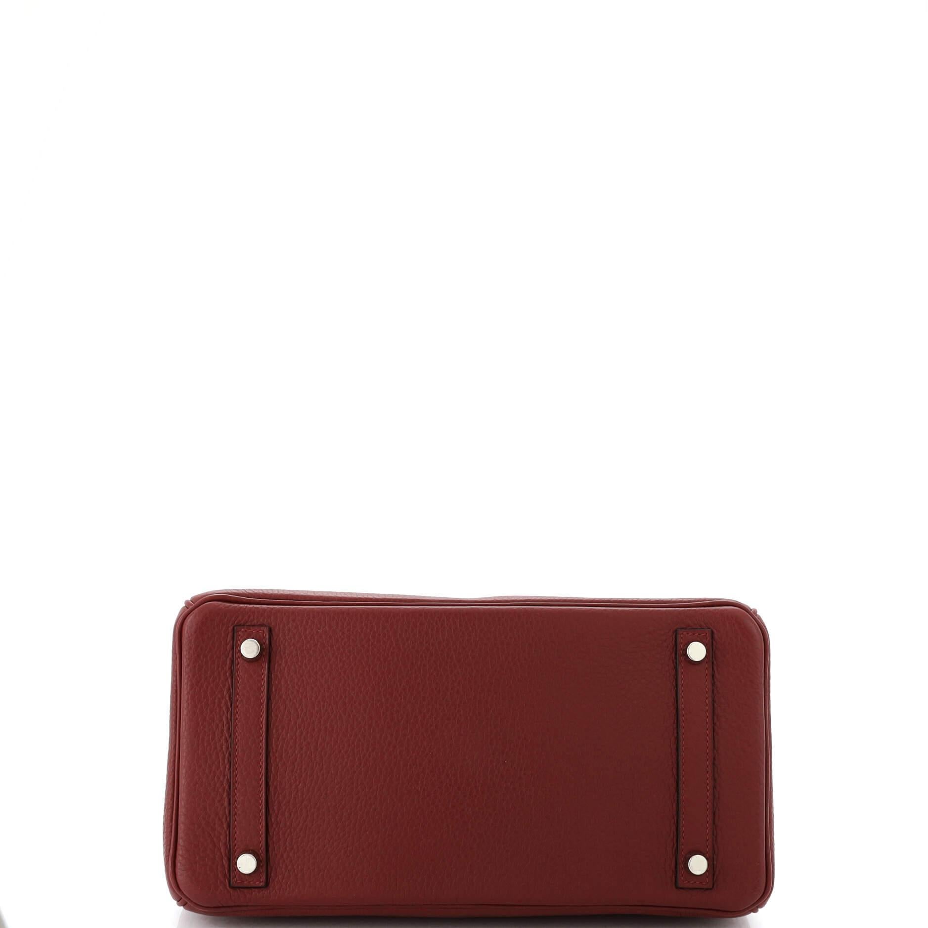 Hermes Birkin Handbag Rouge H Clemence with Palladium Hardware 30 1