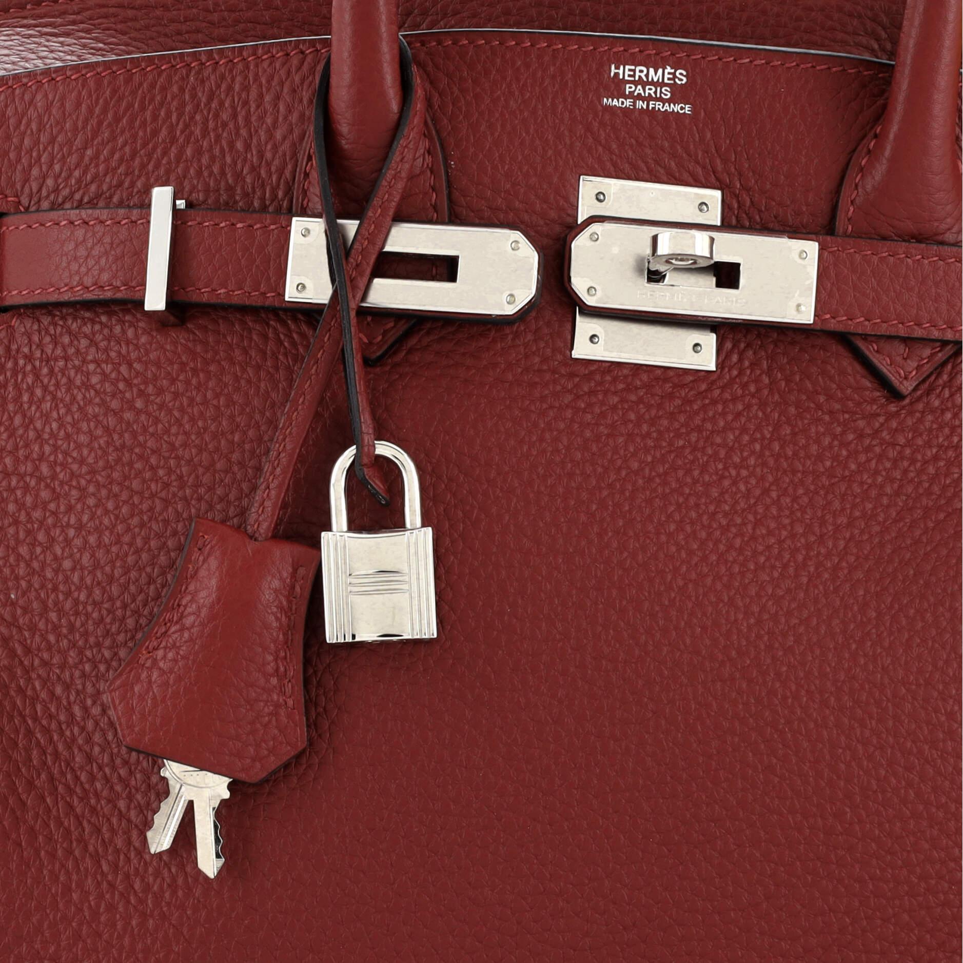 Hermes Birkin Handbag Rouge H Clemence with Palladium Hardware 30 3