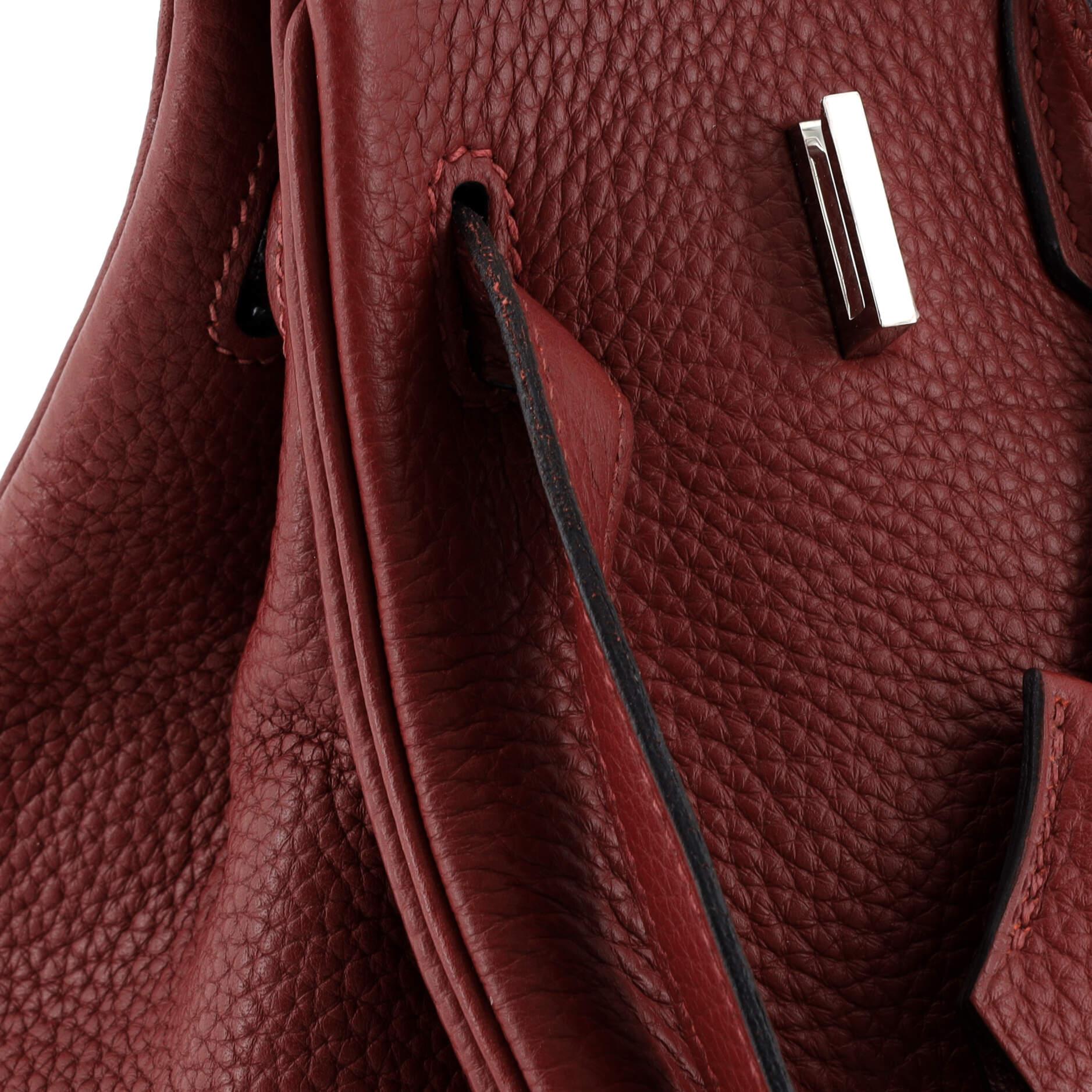Hermes Birkin Handbag Rouge H Clemence with Palladium Hardware 30 4