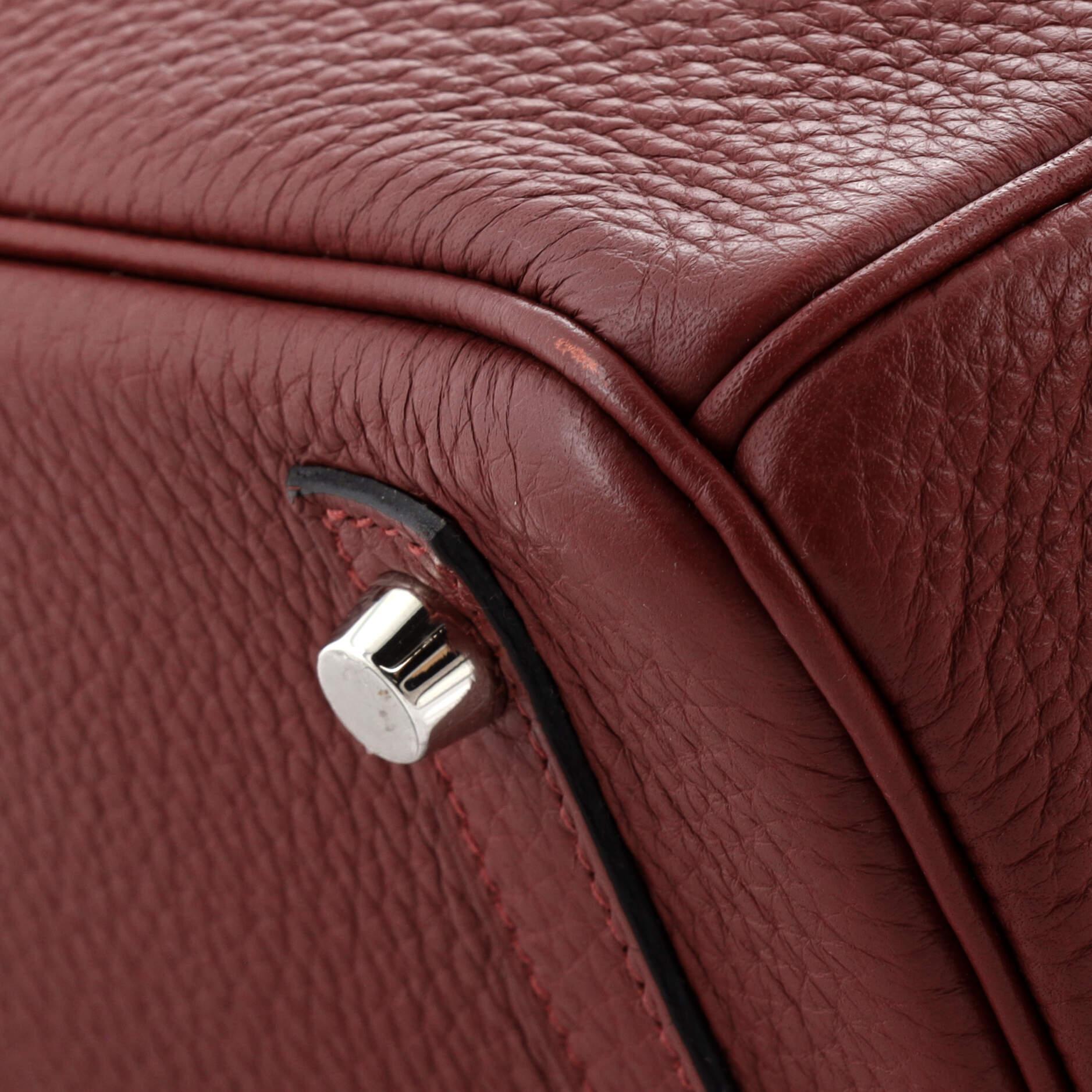 Hermes Birkin Handbag Rouge H Clemence with Palladium Hardware 30 5