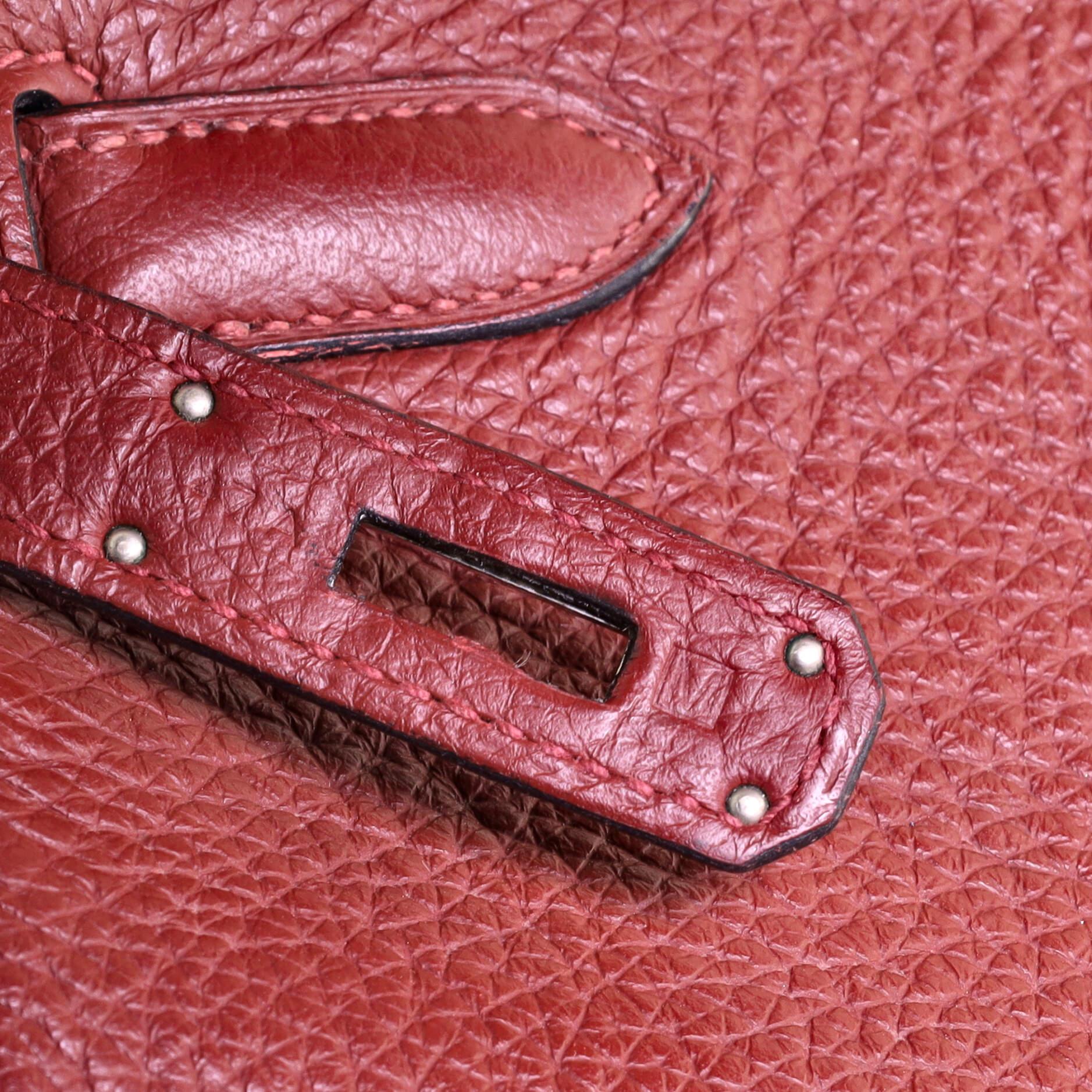 Hermes Birkin Handbag Rouge H Clemence with Palladium Hardware 35 6