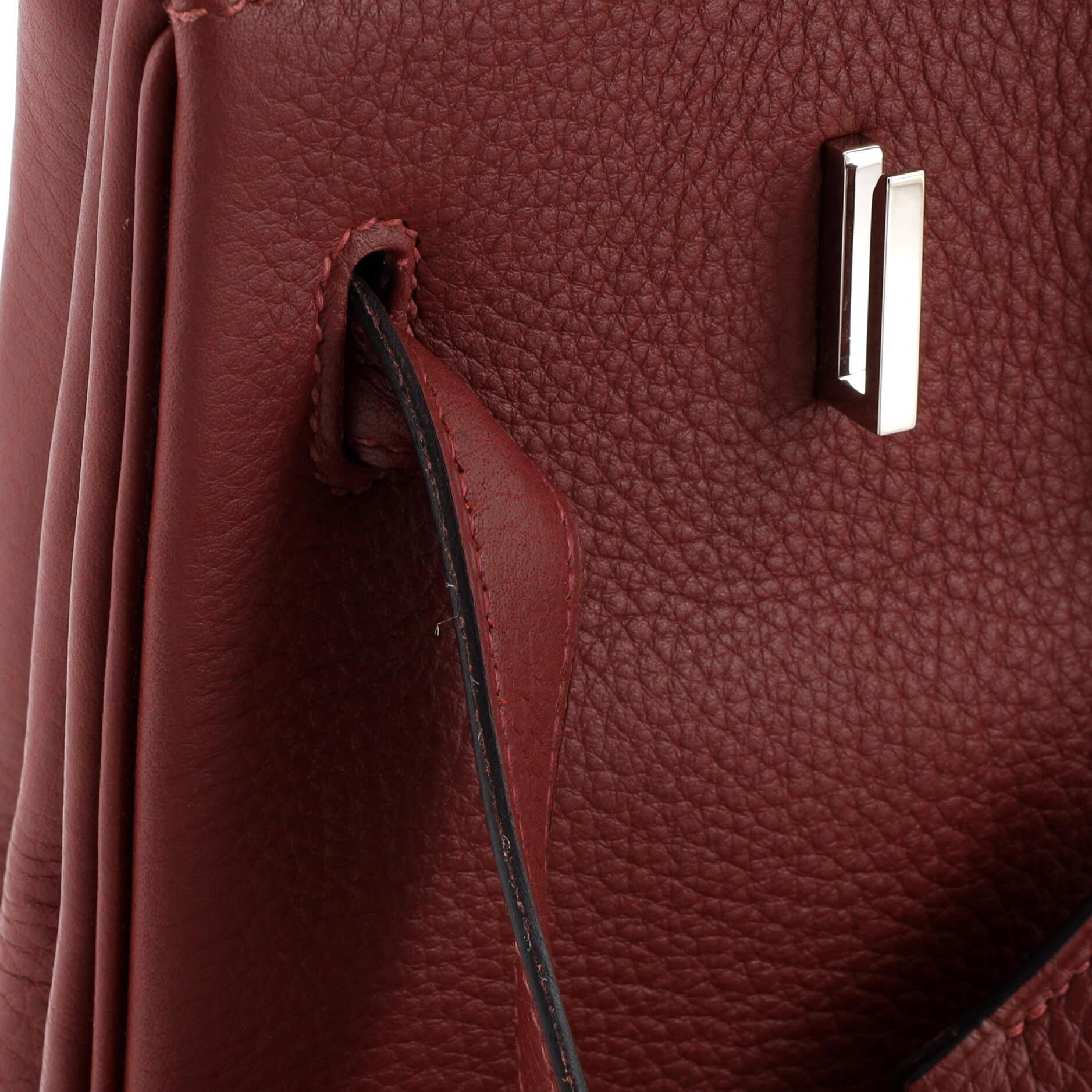 Hermes Birkin Handbag Rouge H Clemence with Palladium Hardware 35 7