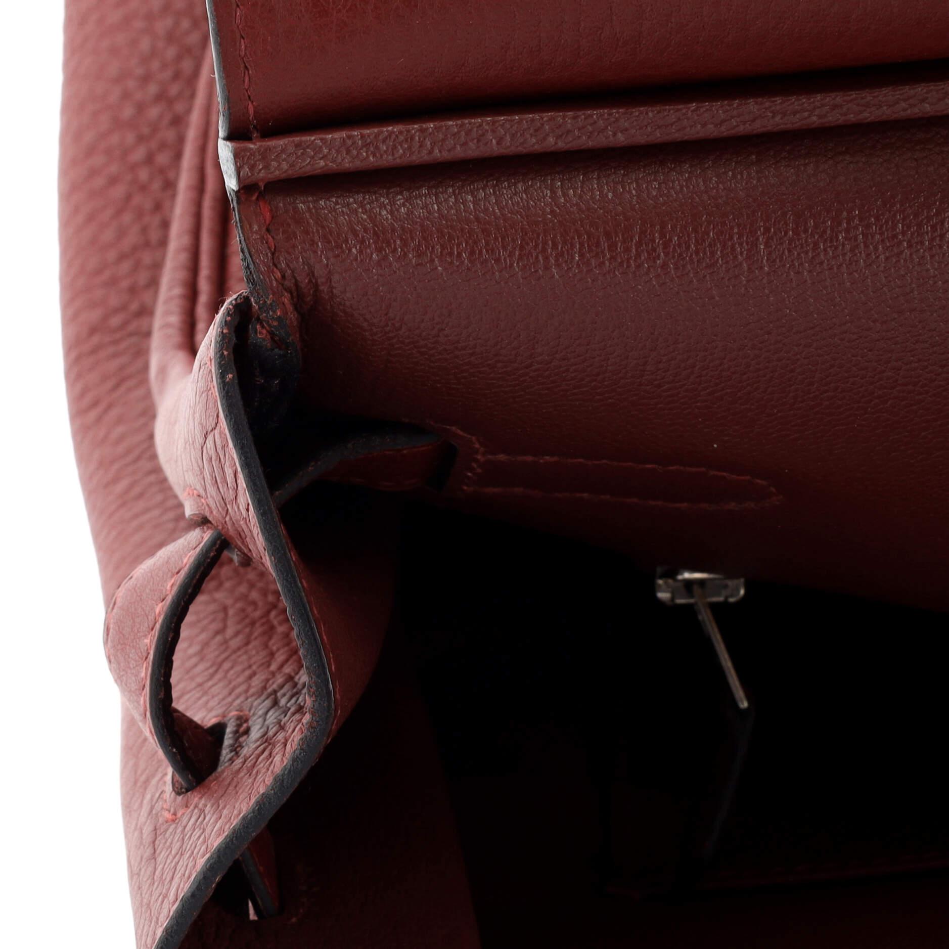 Hermes Birkin Handbag Rouge H Clemence with Palladium Hardware 35 8