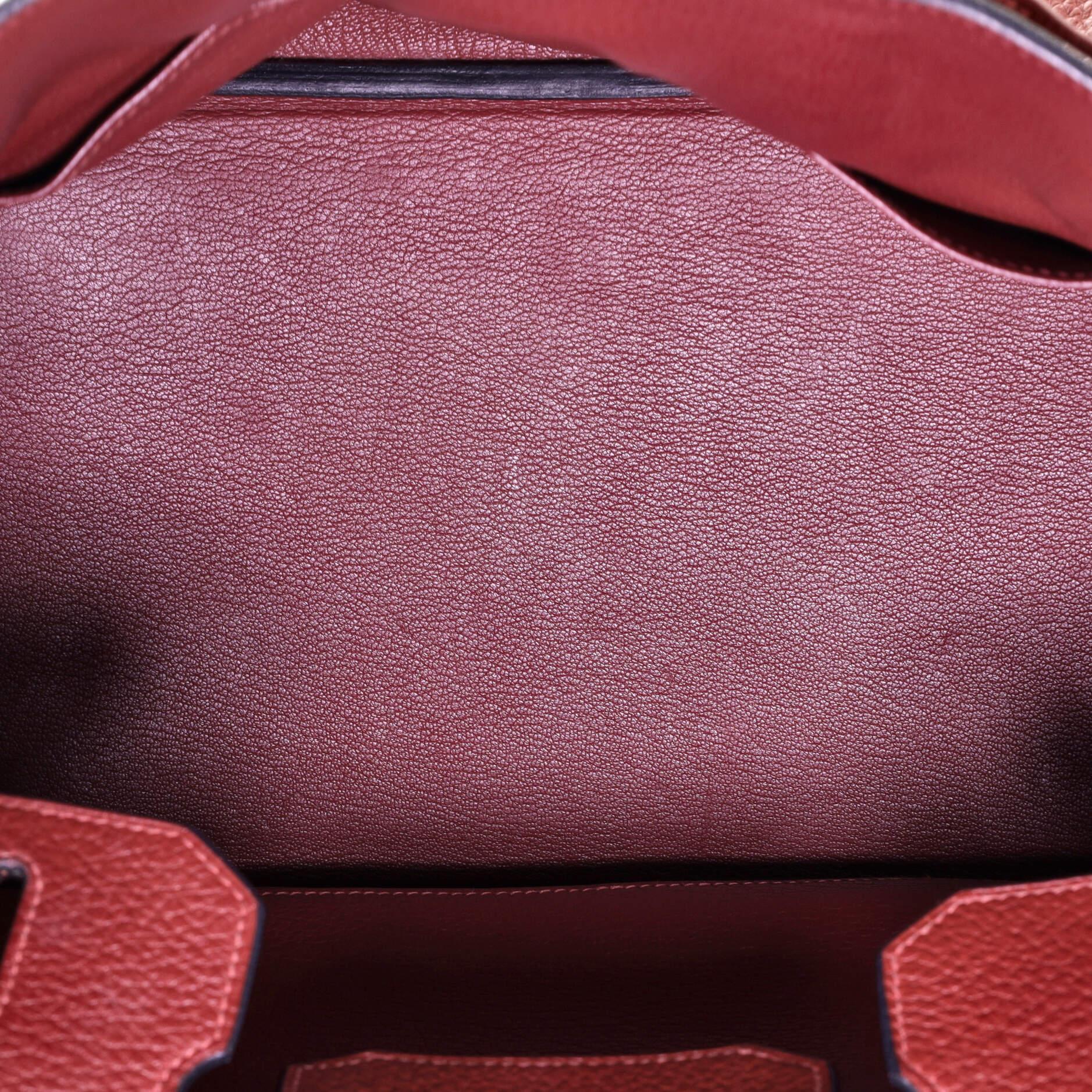 Women's or Men's Hermes Birkin Handbag Rouge H Clemence with Palladium Hardware 35