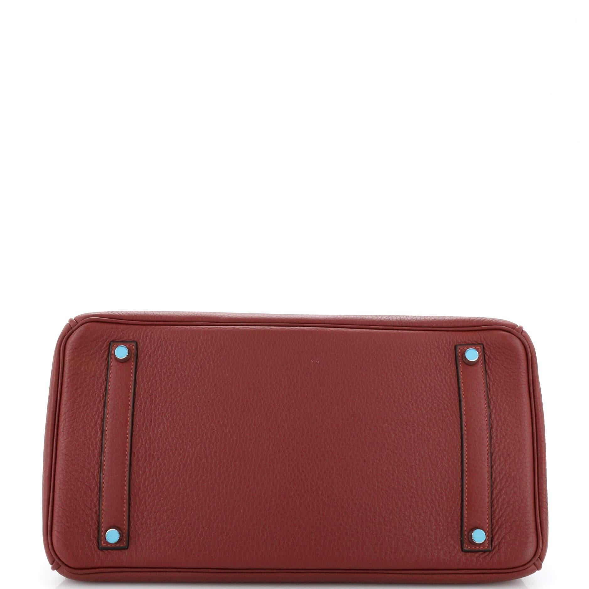 Hermes Birkin Handbag Rouge H Clemence with Palladium Hardware 35 1