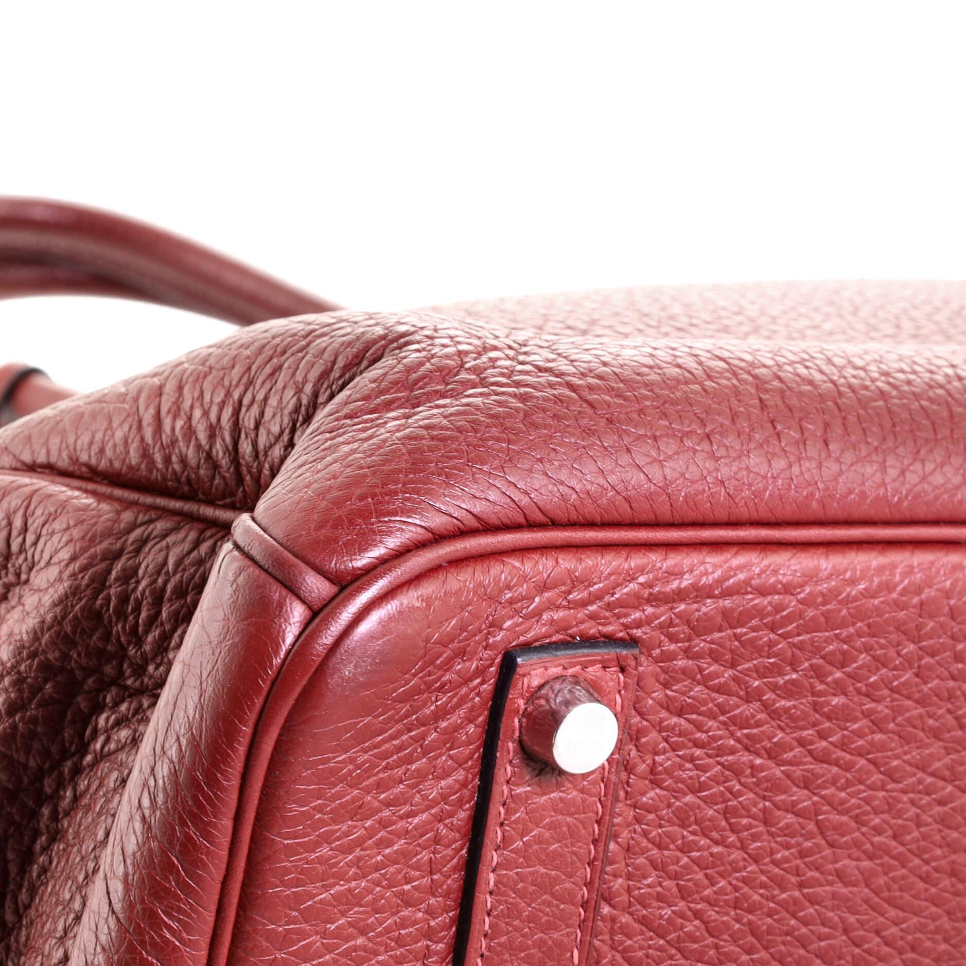 Hermes Birkin Handbag Rouge H Clemence with Palladium Hardware 35 1
