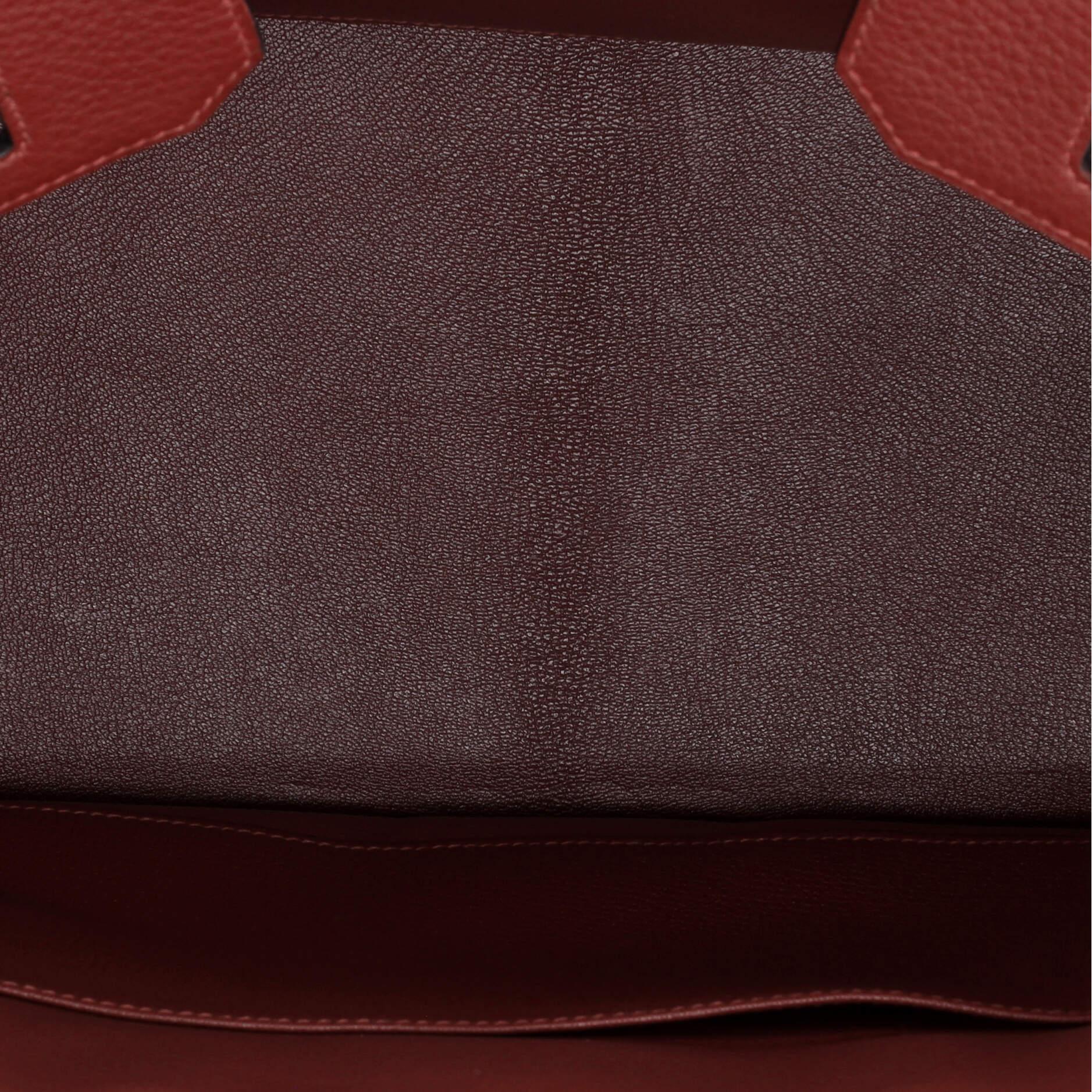 Hermes Birkin Handbag Rouge H Clemence with Palladium Hardware 35 2