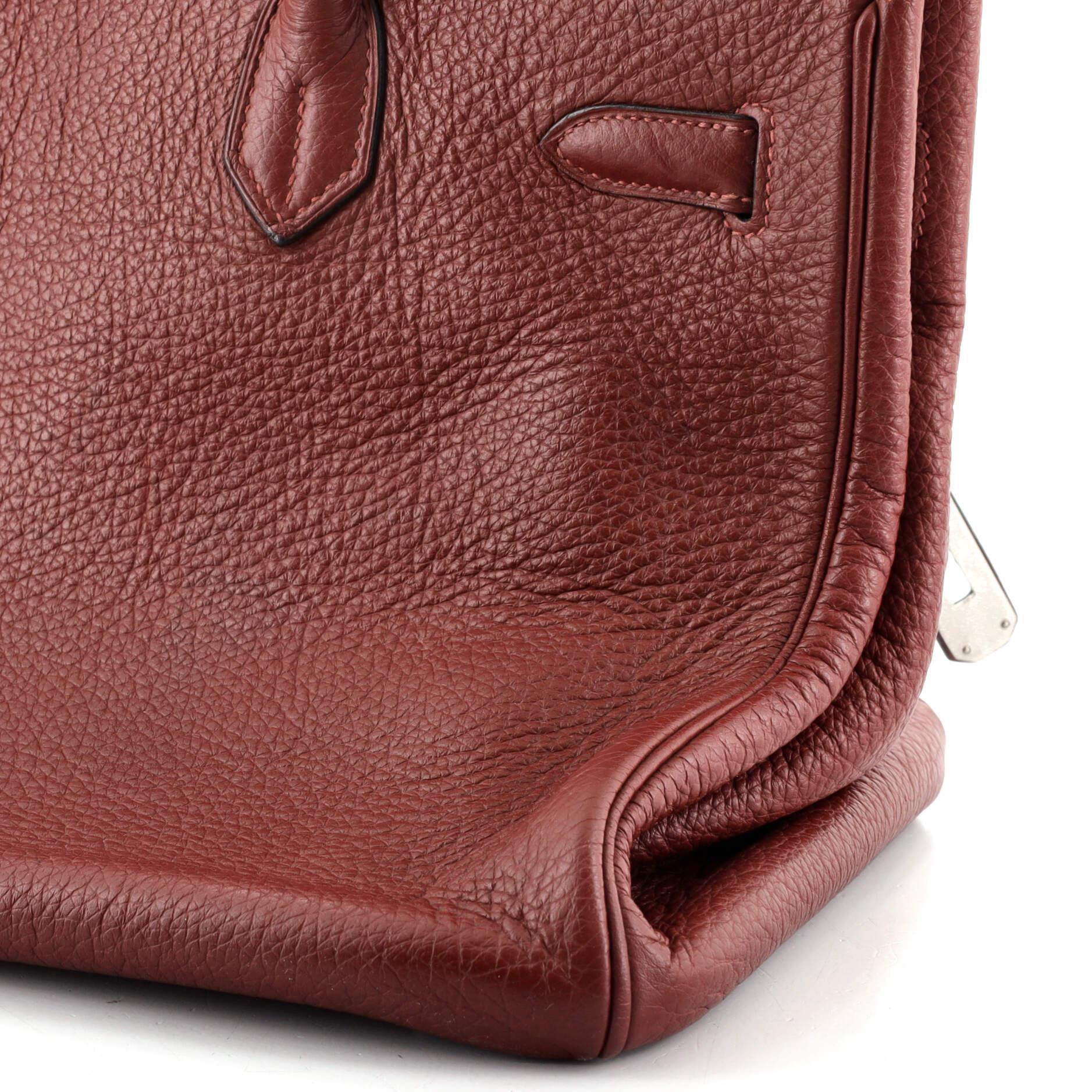 Hermes Birkin Handbag Rouge H Clemence with Palladium Hardware 35 3
