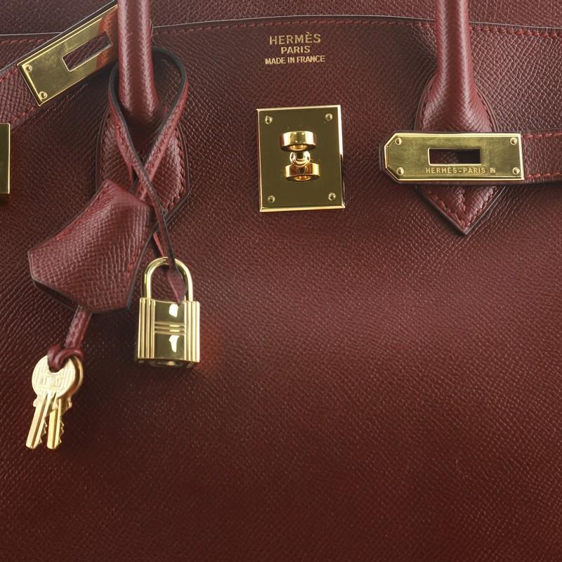 Brown Hermes Birkin Handbag Rouge H Courchevel with Gold Hardware 35