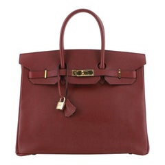 Hermes Birkin Handbag Rouge H Courchevel With Gold Hardware 35