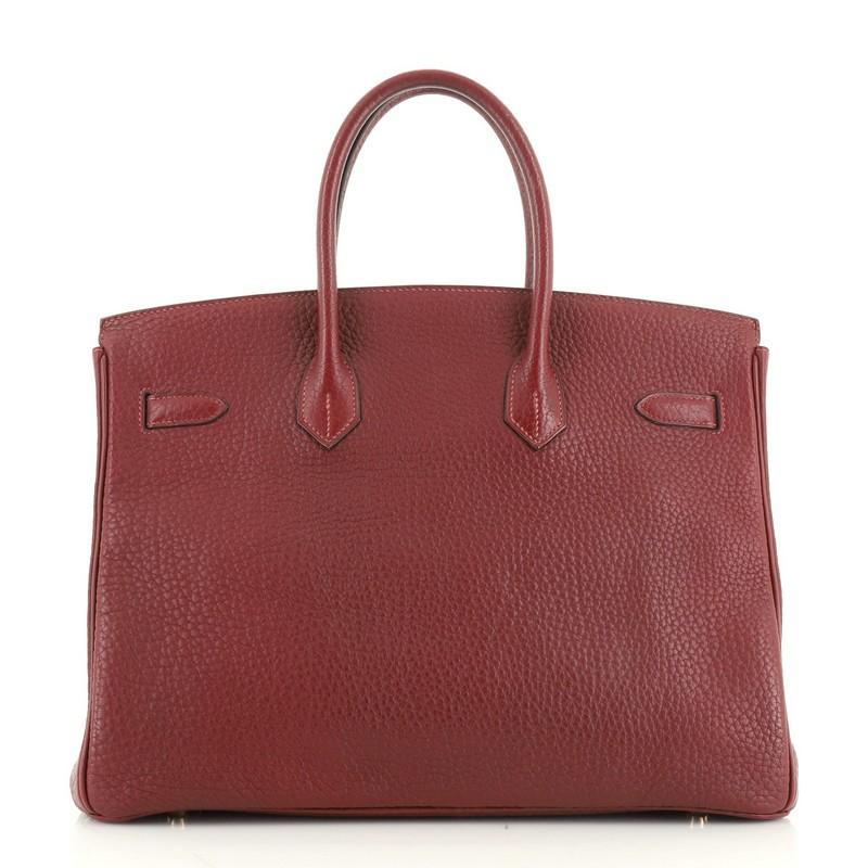 Brown Hermes Birkin Handbag Rouge H Fjord With Gold Hardware 35 