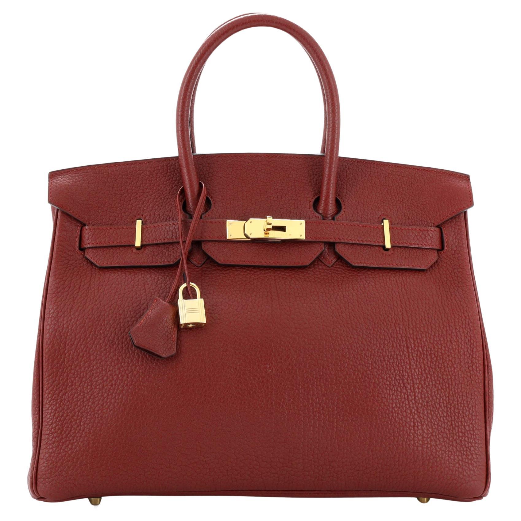 Hermes Birkin Handbag Rouge H Fjord with Gold Hardware 35