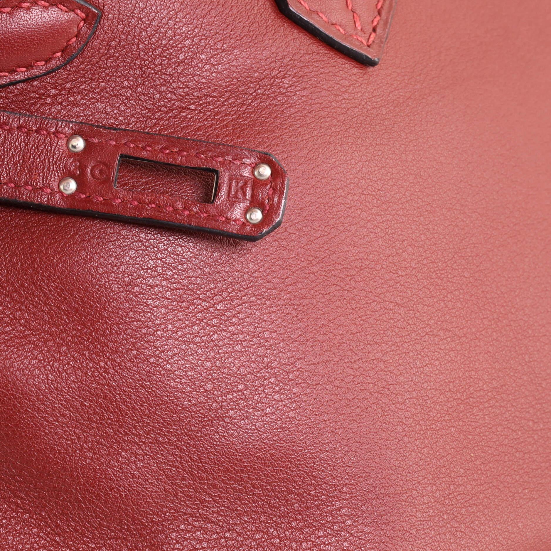 Hermes Birkin Handbag Rouge H Swift with Palladium Hardware 25 6