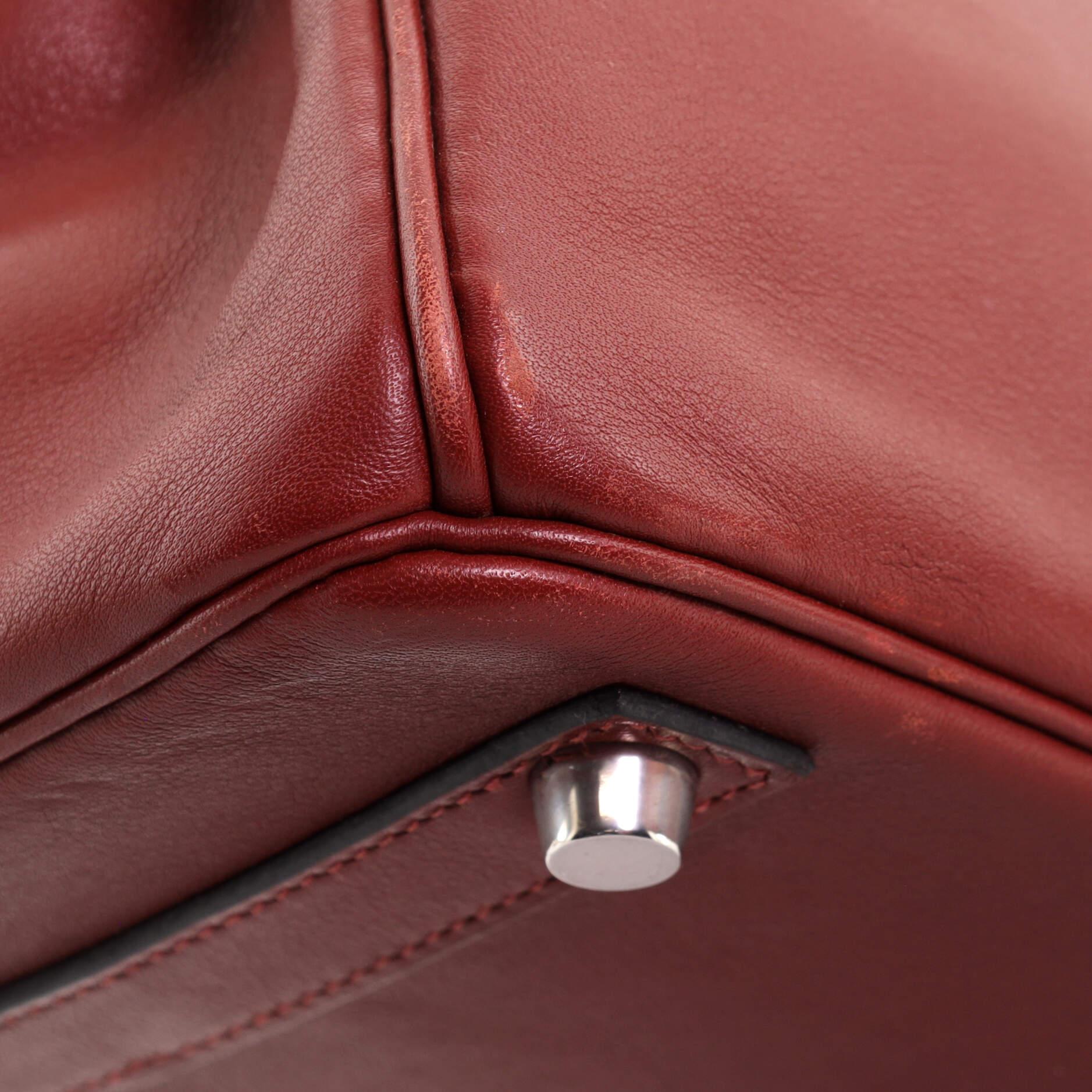 Hermes Birkin Handbag Rouge H Swift with Palladium Hardware 25 7