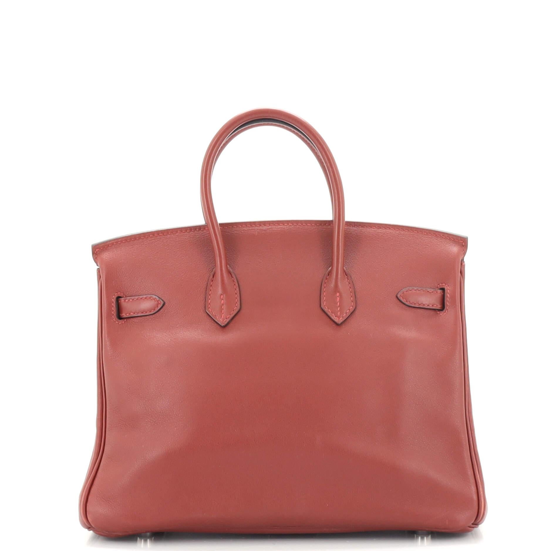 Women's or Men's Hermes Birkin Handbag Rouge H Swift with Palladium Hardware 25