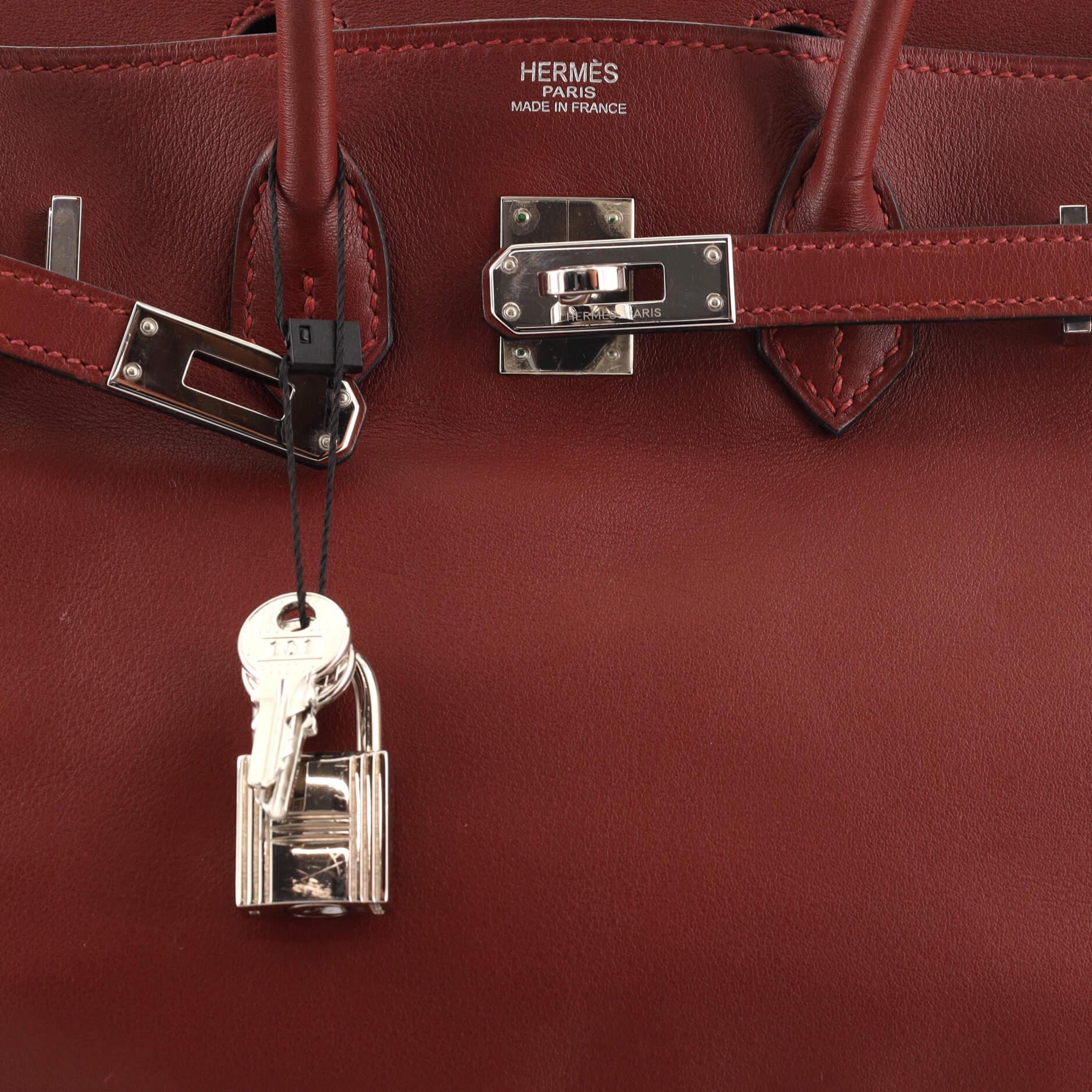 Hermes Birkin Handbag Rouge H Swift with Palladium Hardware 25 3