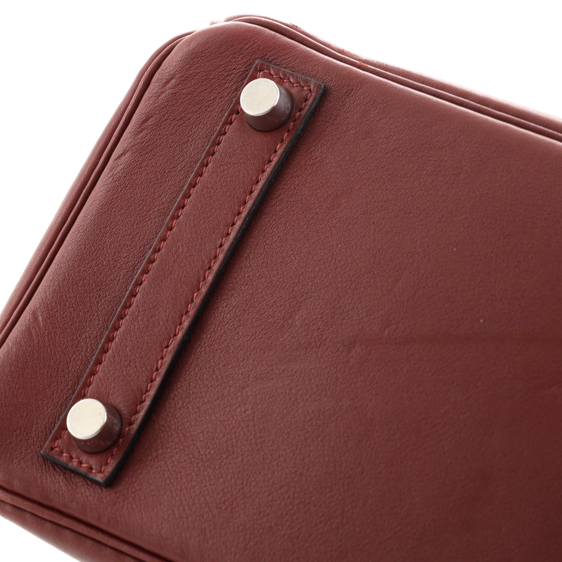 Hermes Birkin Handbag Rouge H Swift with Palladium Hardware 25 4