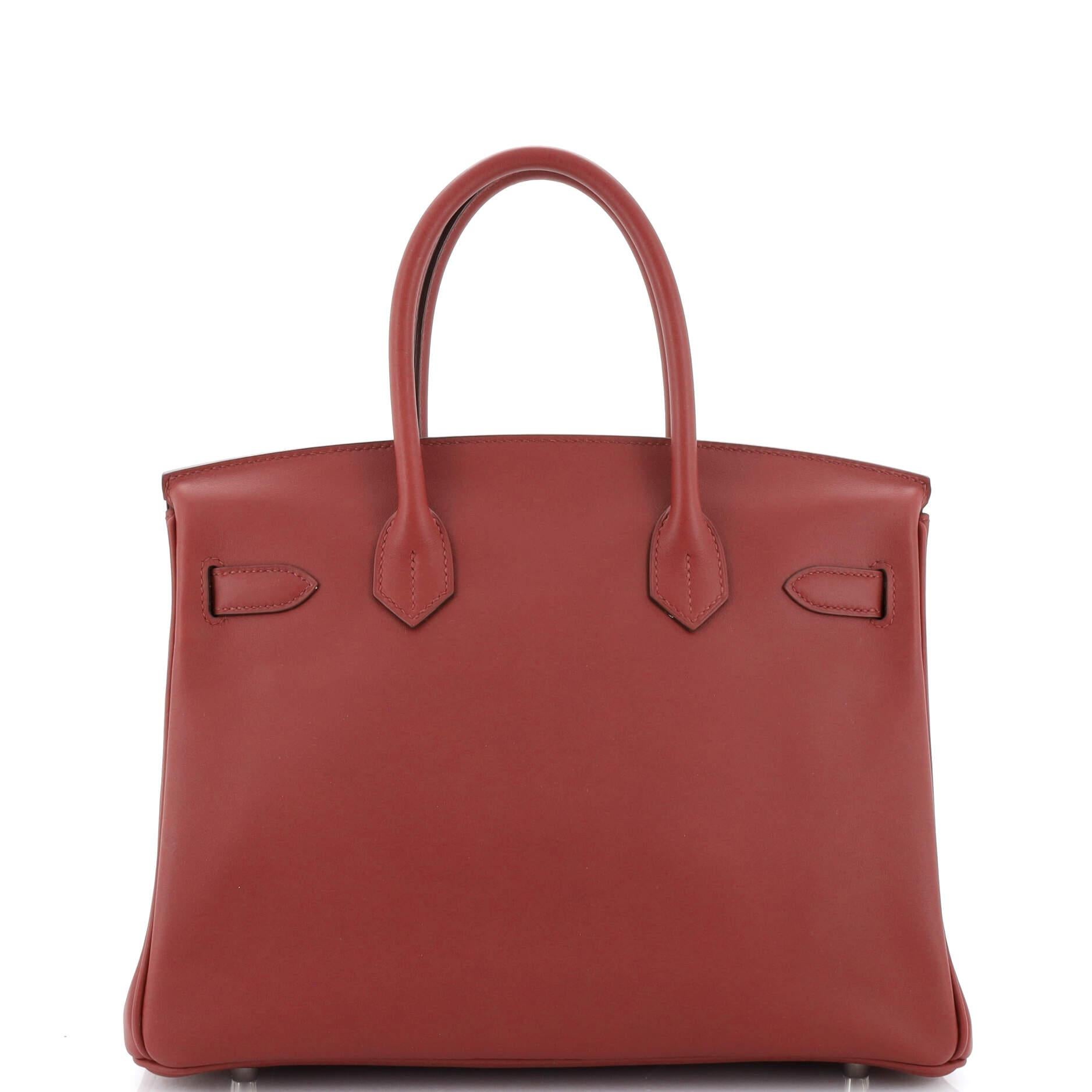 Hermes Birkin Handbag Rouge H Swift with Palladium Hardware 30 In Good Condition In NY, NY