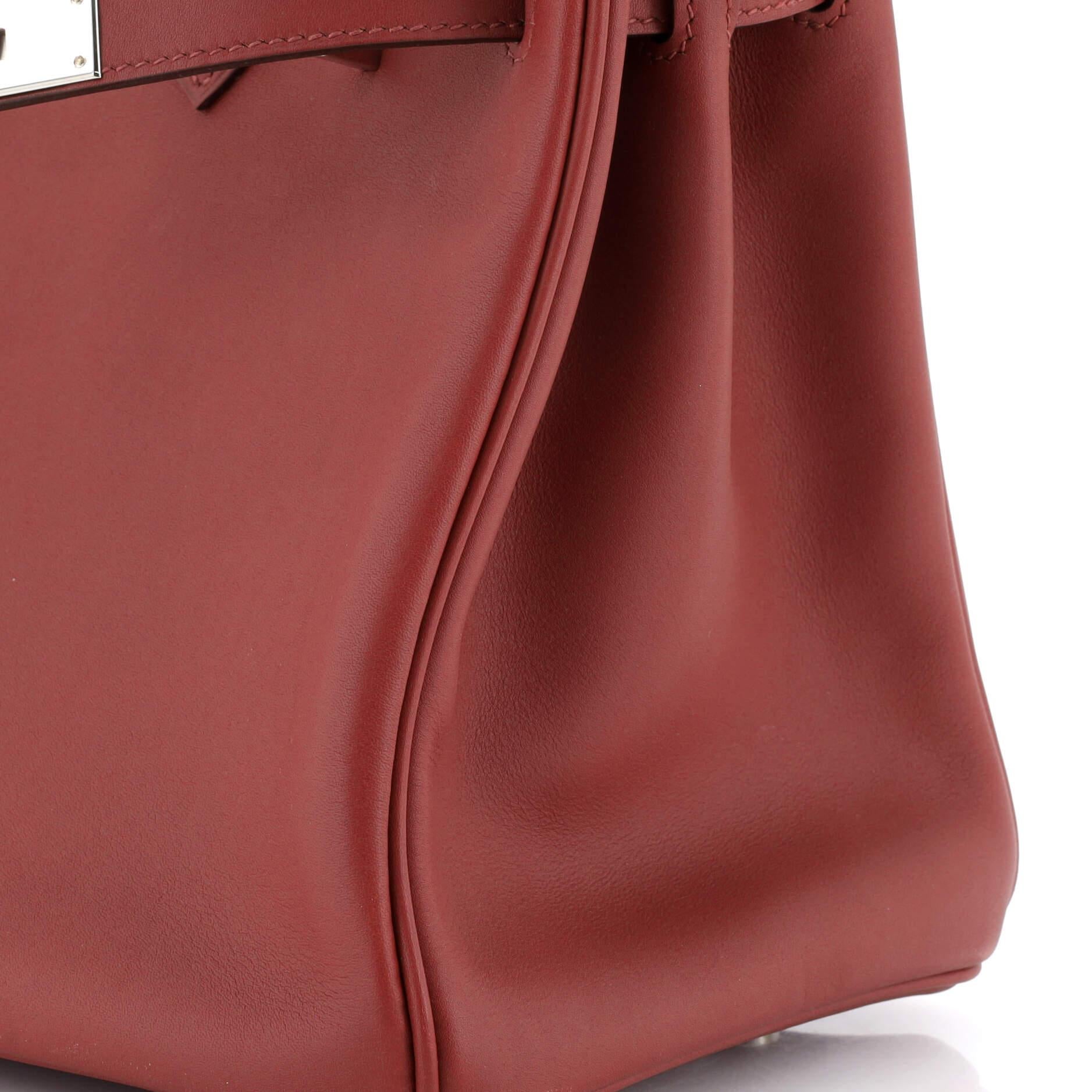Hermes Birkin Handbag Rouge H Swift with Palladium Hardware 30 4