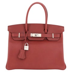 Hermes Birkin Handbag Rouge H Swift with Palladium Hardware 30