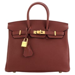 Hermes Birkin Handbag Rouge H Togo with Gold Hardware 25